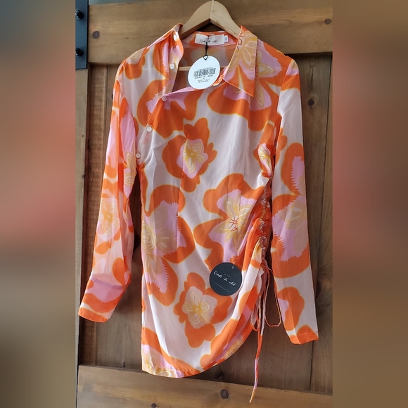 NWTO Quanta du Soleil Jacqueline Shirt Dress Sheer Pattern Asymmetrical - Small - Picture 8 of 11